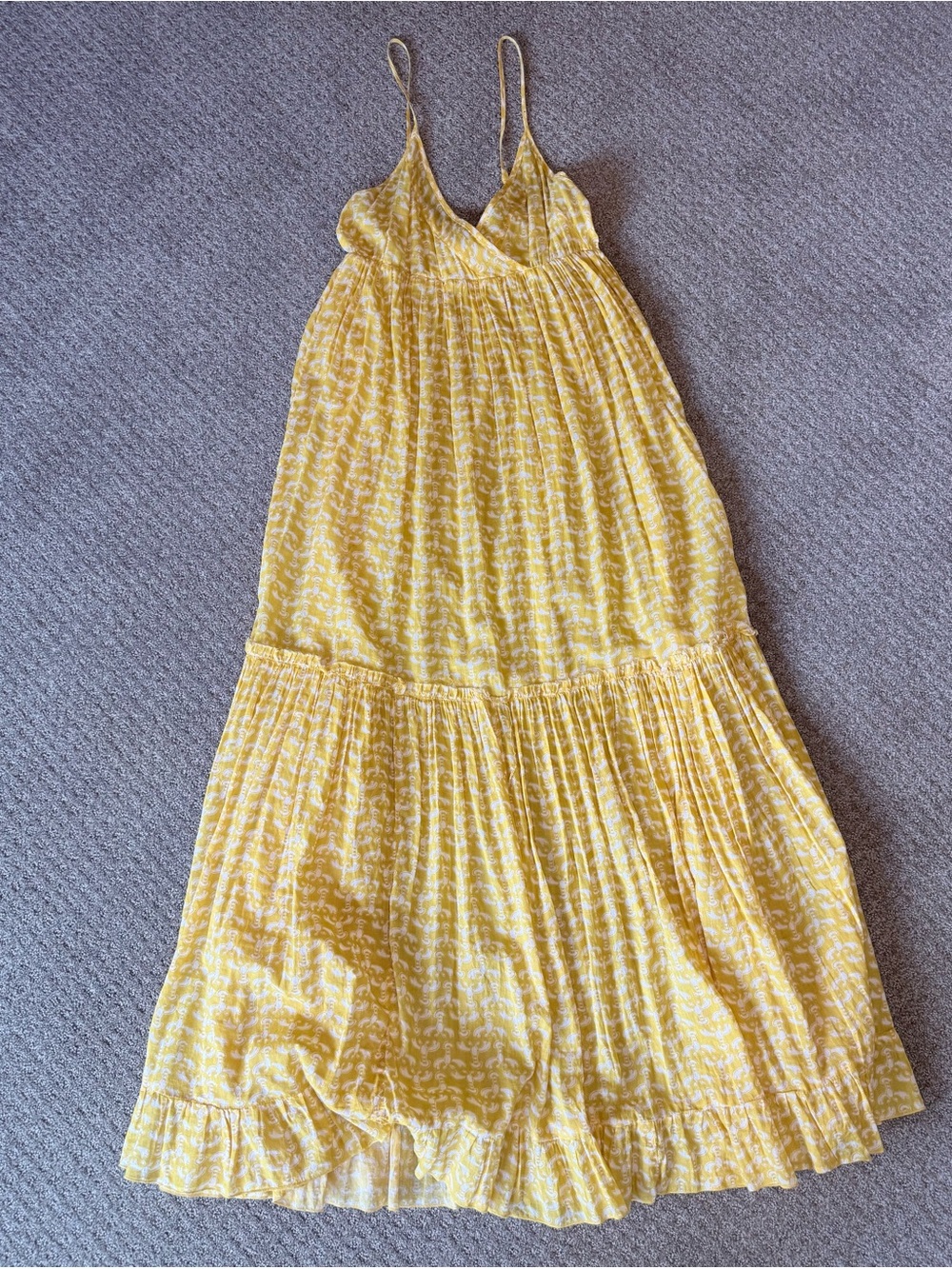 Yellow Tiered Maxi Sundress with Spaghetti Straps